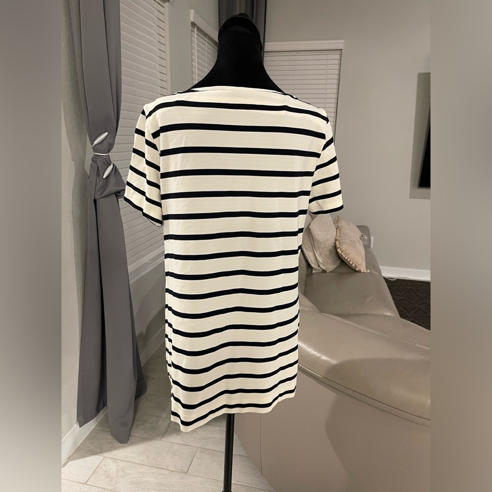 ESCADA Striped Side Snap Button Tunic blouse 42 - Picture 3 of 7